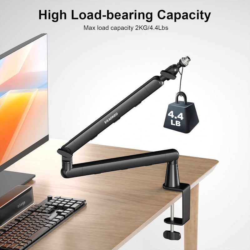 Aokeo Microphone Arm, AK-55 Desk Low Profile Adjustable Mic Boom Arm Stand,Suitable For Blue Yeti,Snowball iCE, HyperX QuadCast,SoloCast,Elgato Wave,Etc - Image 5